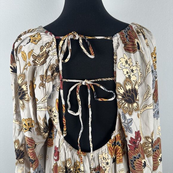 Angie Babydoll Top Womens Small Oversized Flowy Open Back Floral Bohemian Hippie - Picture 7 of 12